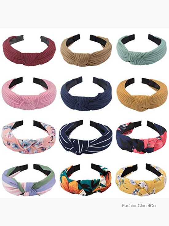 12 Pack Knotted Headbands for Women - Wide Boho Bandeau Turban Hair Band main image 7